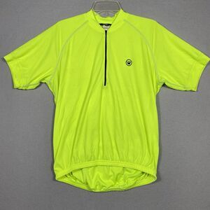 CANARI Cycling Jersey Mens Size Medium Bicycle Neon Yellow Made in USA